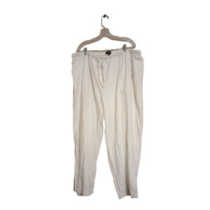 Ellos Elastic Waist Pull Up Wide Leg Drawstring Pants Size 30 White 42"L